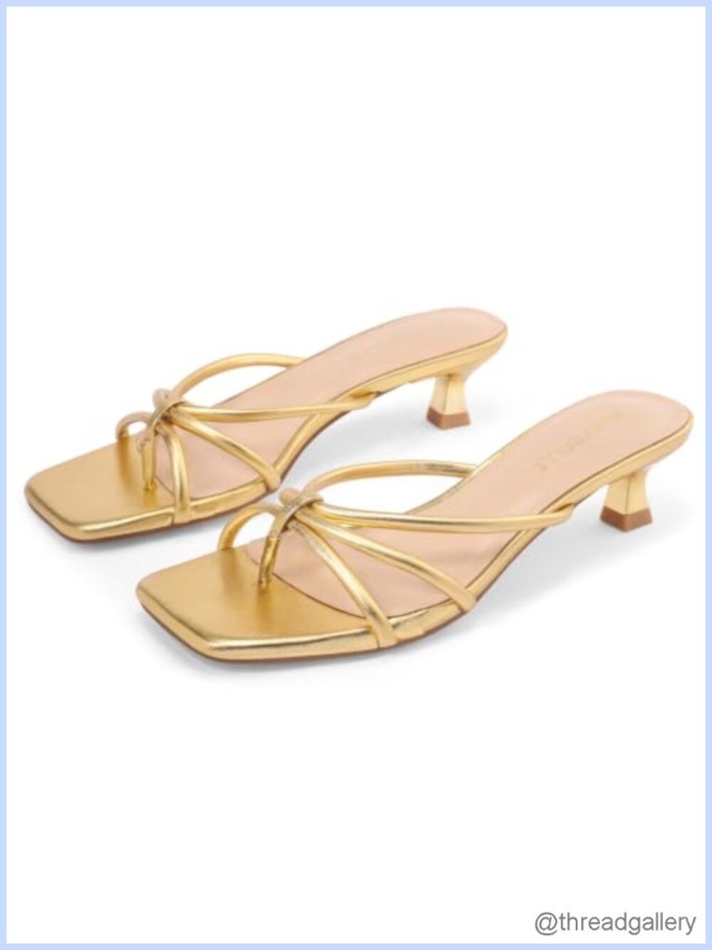 Strappy Kitten Heel Square Open Toe Slip On Mules Sandals